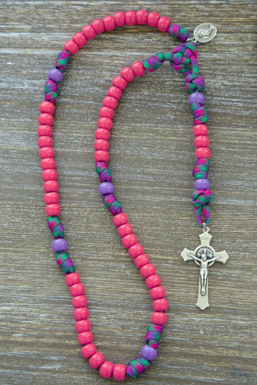 Kid's Judith's Sword Paracord Rosary - Unbreakable Strength for Young Catholic Warriors (Premium Paracord, Comfortable 10mm Beads, Durable Design)