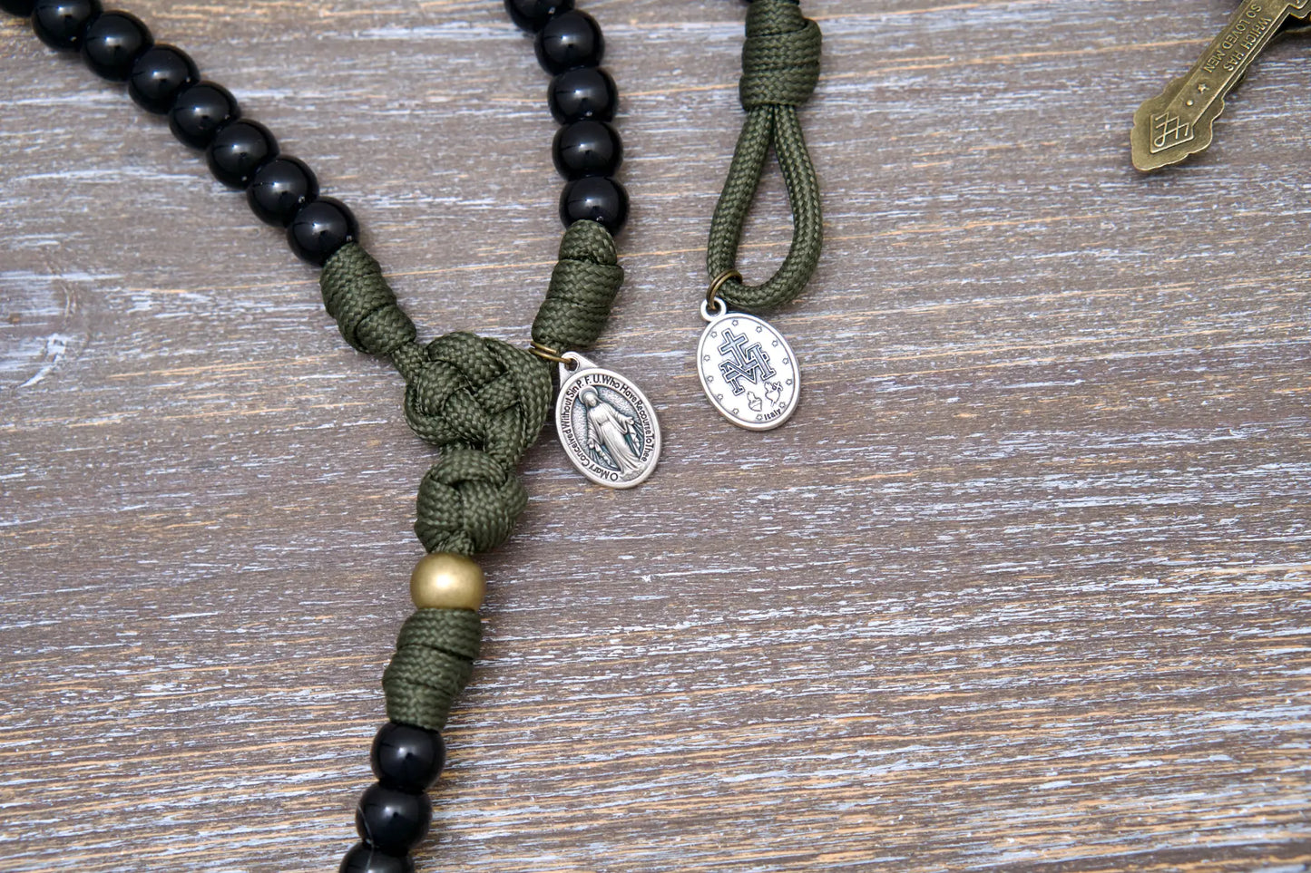 Army Green and Black - Kid's Paracord Rosary