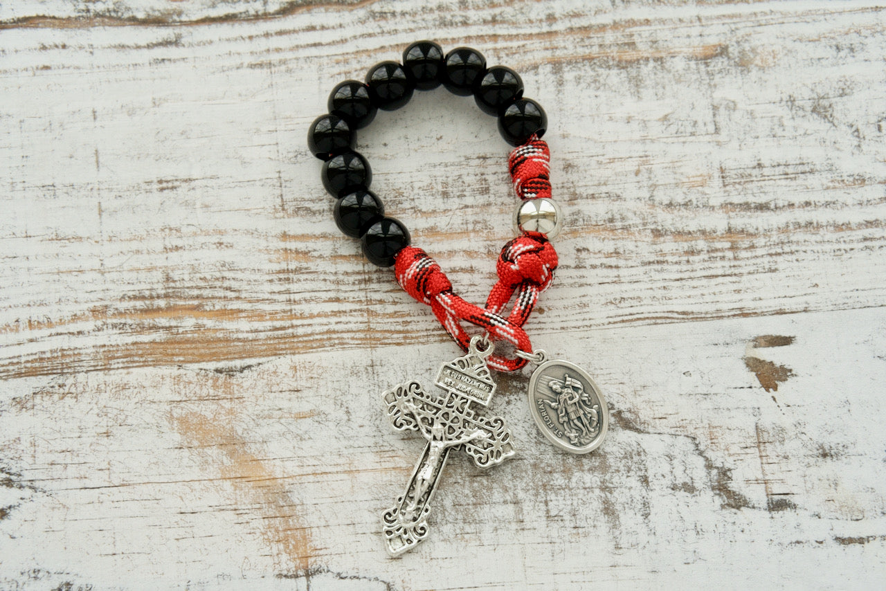 Embark on your spiritual journey with our St. Florian's Strength 1 Decade Rosary – a premium, unbreakable paracord rosary designed exclusively for firefighters, EMS professionals, and first responders.