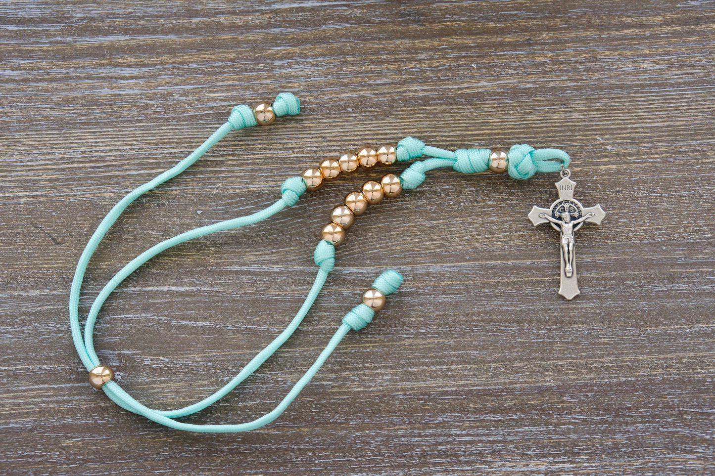 Teal and Rose Gold - Rearview Mirror Rosary