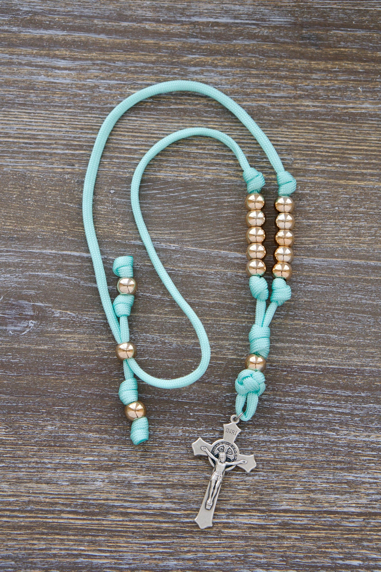 Teal and Rose Gold - Rearview Mirror Rosary