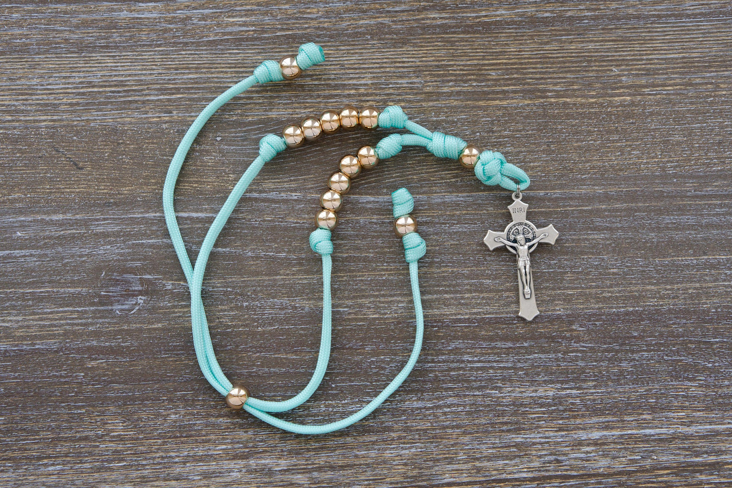 Teal and Rose Gold - Rearview Mirror Rosary