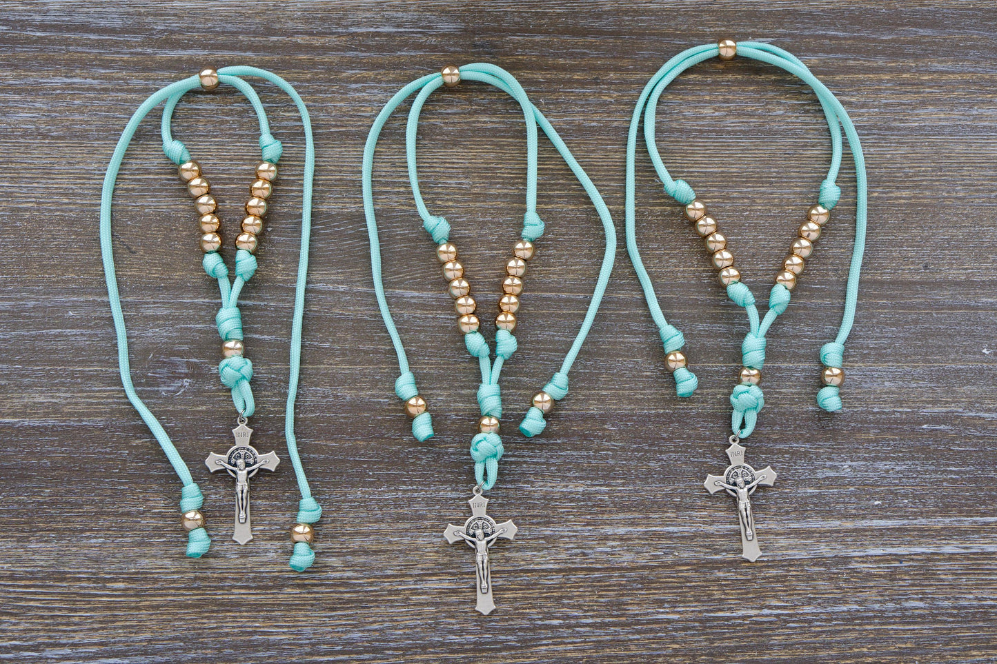 Teal and Rose Gold - Rearview Mirror Rosary