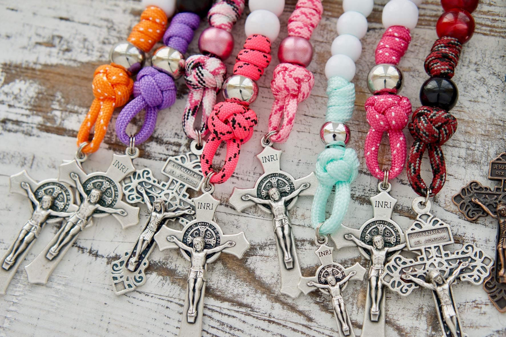 Customize your own 1 Decade Paracord Rosary with unique design options for an unbreakable spiritual weapon, perfect for gift-giving or personal devotion. Contact us today to bring your vision to life!