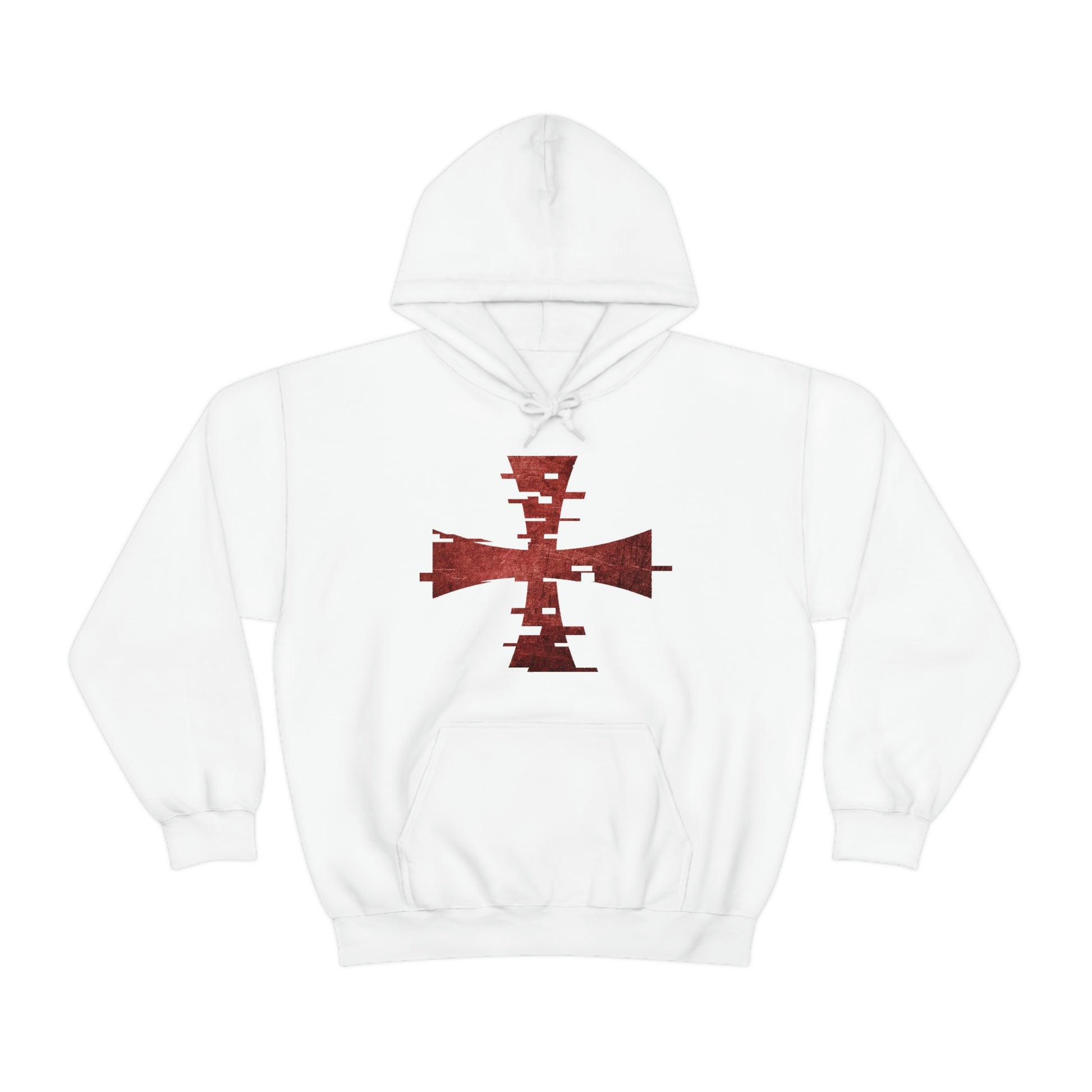 White Digital Crusader Hoodie by Sanctus Servo, Gildan Brand Hoodie