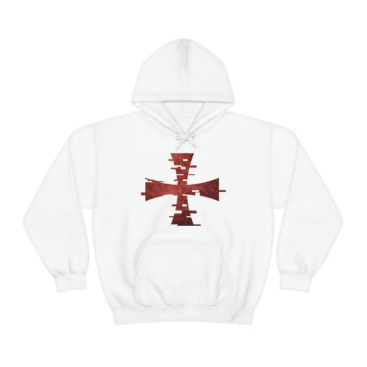 White Digital Crusader Hoodie by Sanctus Servo, Gildan Brand Hoodie