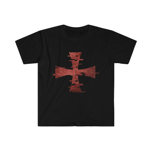 Digital Crusader Shirt by Sanctus Servo, Black T Shirt with Red Crusader Symbol Logo