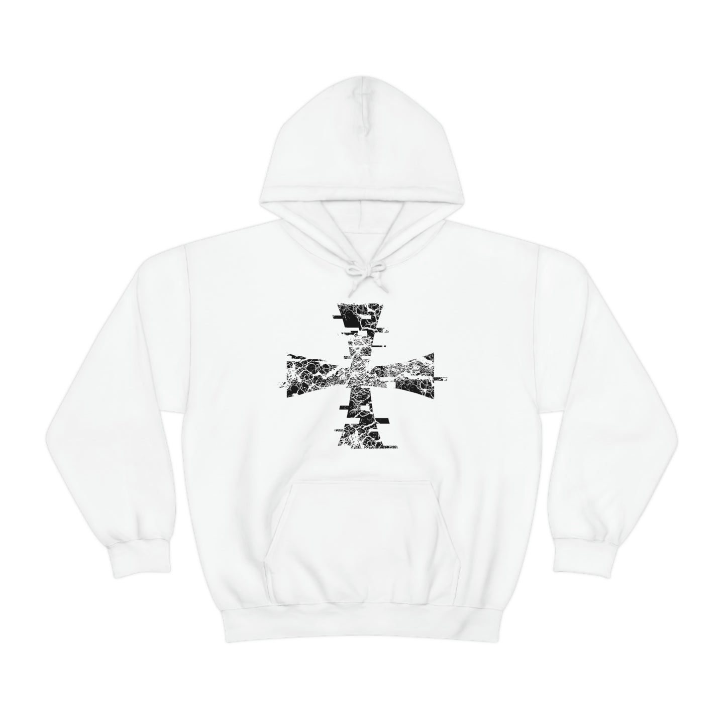 Digital Distressed Crusader on White Gildan Hoodie