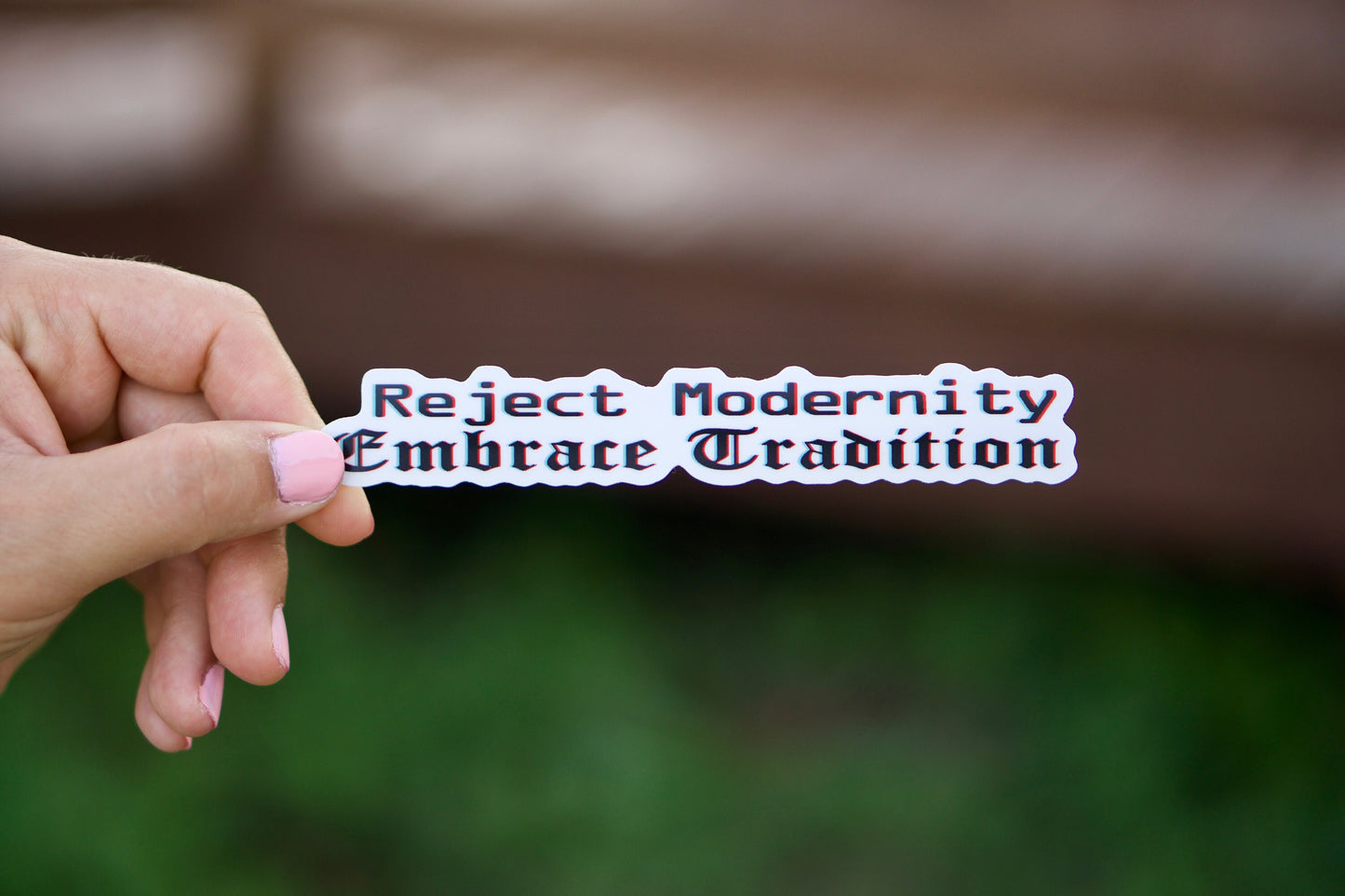 Stand firm in your Catholic Faith with our Reject Modernity, Embrace Tradition vinyl sticker! Showcase your devotion to traditional values and timeless wisdom on any surface, from laptops to water bottles.