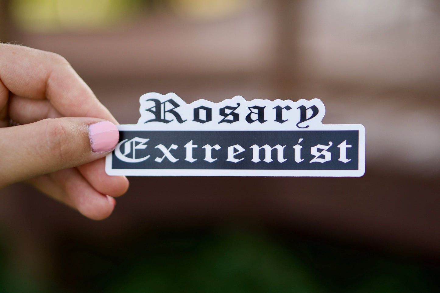 Rosary Extremist Vinyl Sticker - Fuel your rosary warrior spirit with this bold, durable sticker designed to inspire devotion. Perfect for laptops, water bottles, or notebooks, share the message of Catholic extremism and ignite a passion for the faith.