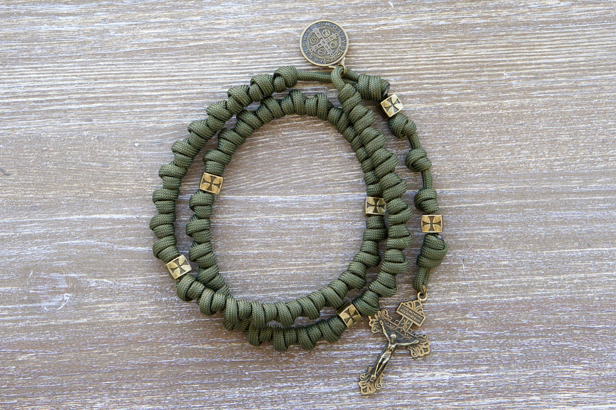 Greens & Browns Knotted Cord Rosary Different Colour Options
