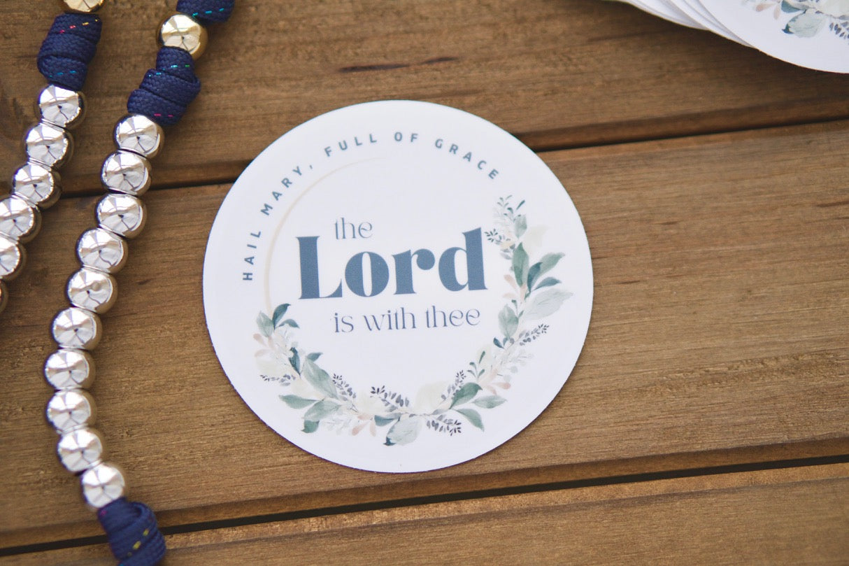 Hail Mary, Full of Grace - Vinyl Sticker - 3" x 3" Catholic Prayer Inspiration for Your Devotion and Faith Journey with Sanctus Servo.