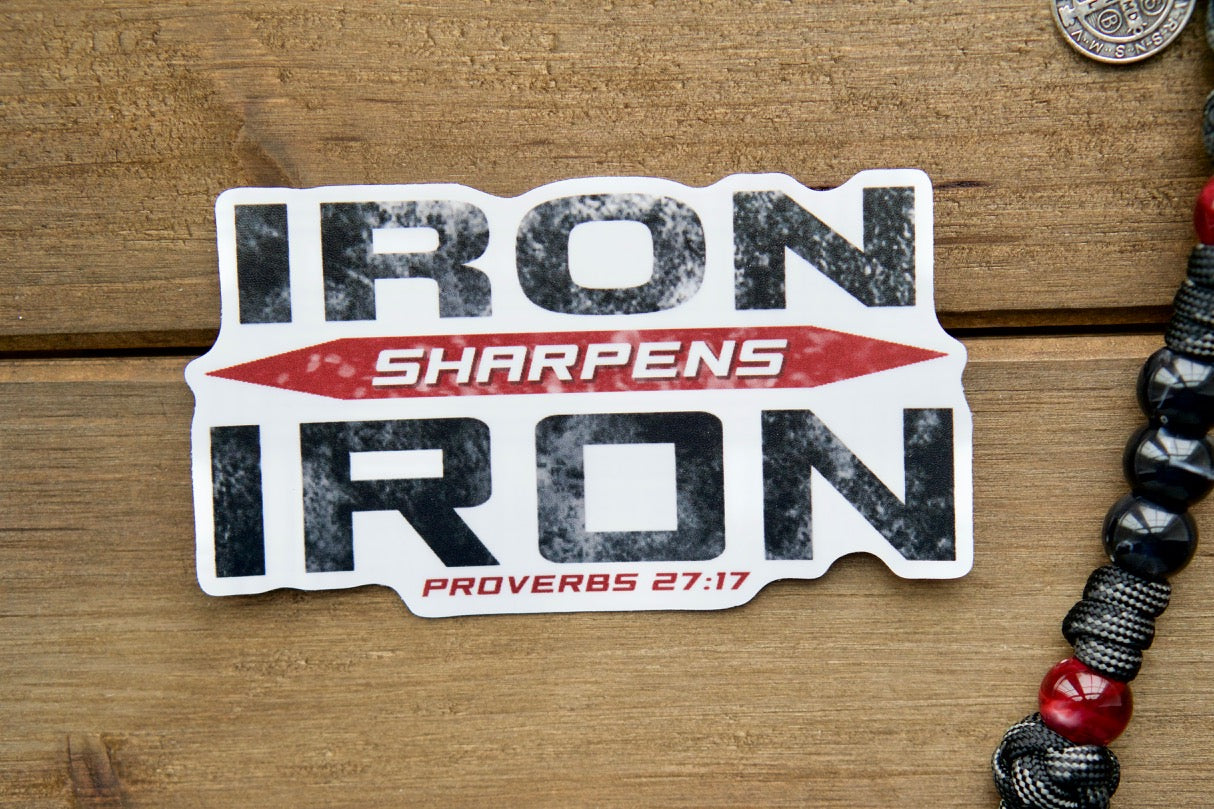 Strengthen your faith with this Iron Sharpens Iron (Proverbs 27:17) - Vinyl Sticker. A powerful reminder of the importance of unity in our spiritual battles. Waterproof, dishwasher and microwave safe, and leaves no residue upon removal.