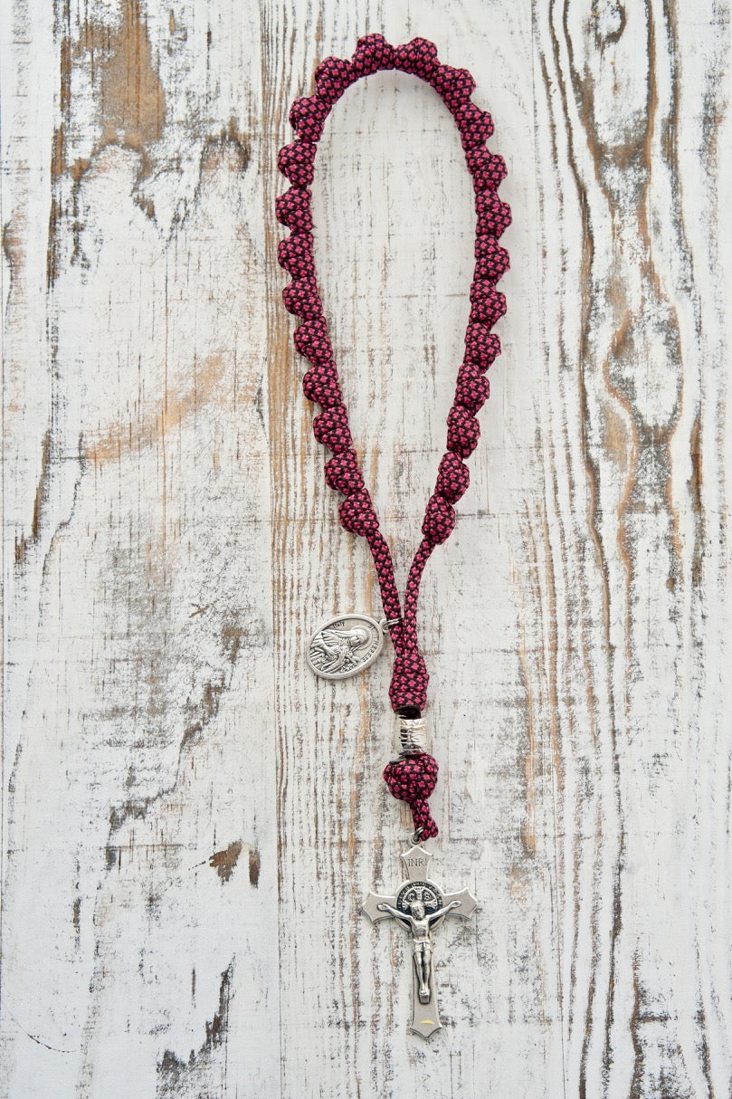 St. Thérèse Paracord Chaplet with 24 Knots and St. Benedict Crucifix - Catholic Prayer Accessory for Deepening Devotion