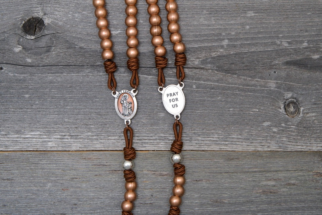 Rebuild My Church - St. Francis - Premium Metal Paracord Rosary