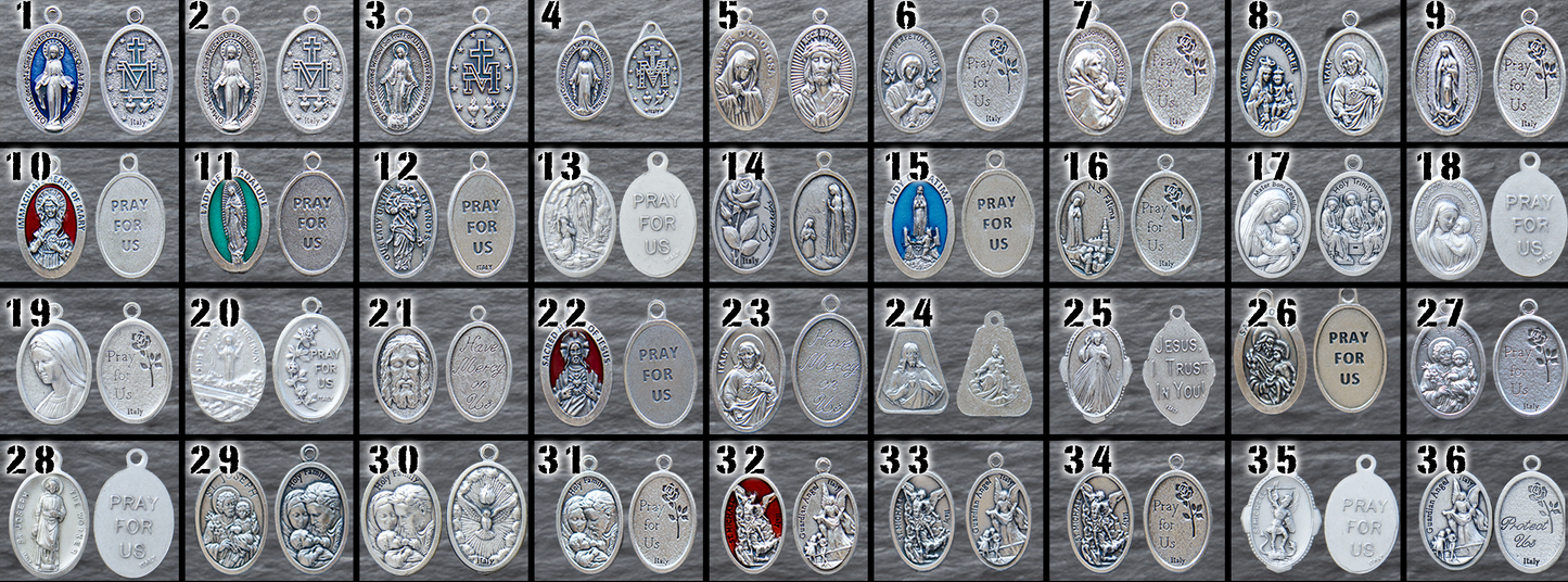 Customize your rosary with 60+ durable add-on devotional medals featuring Catholic saints and holy figures for deeper devotion and personalization - Sanctus Servo's premium unbreakable paracord rosary accessories.