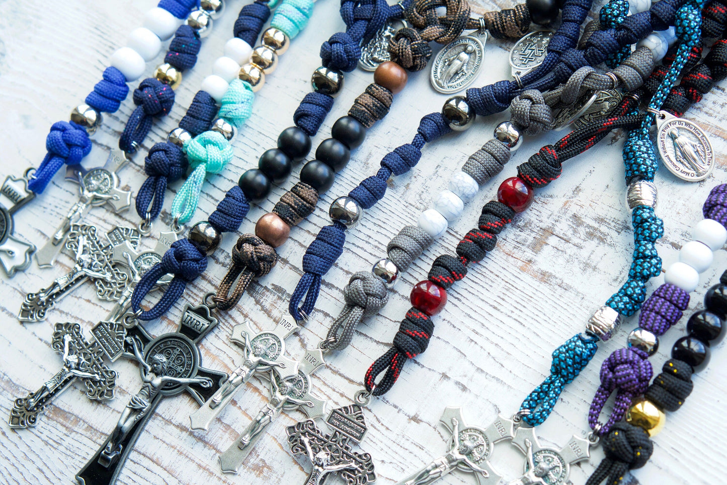 Customize your faith and style with our 5 Decade Paracord Rosary, perfect for unique gifts or personal use. Contact us to bring your vision to life today!