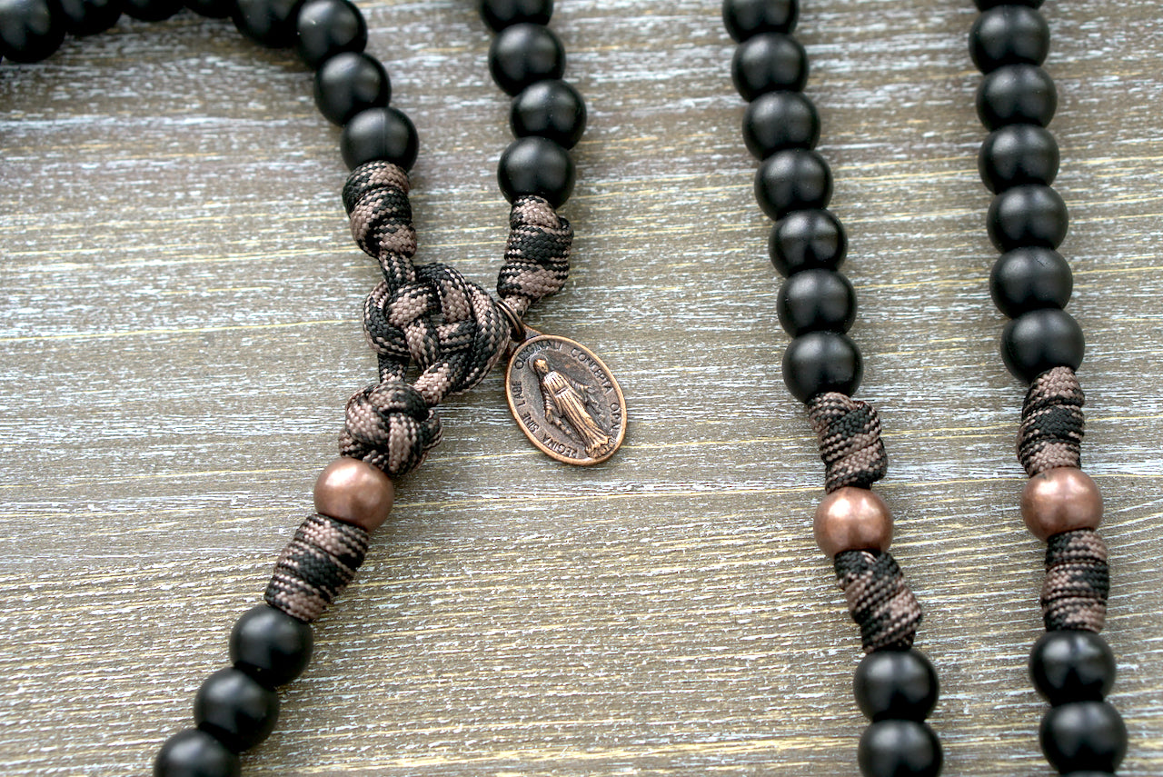 Heavy Duty Hail Mary - 5 Decade Paracord Rosary with St. Benedict Crucifix, Camo-Inspired Paracord, and Miraculous Medal; Ideal for Catholic Warriors Seeking Unbreakable Spiritual Strength