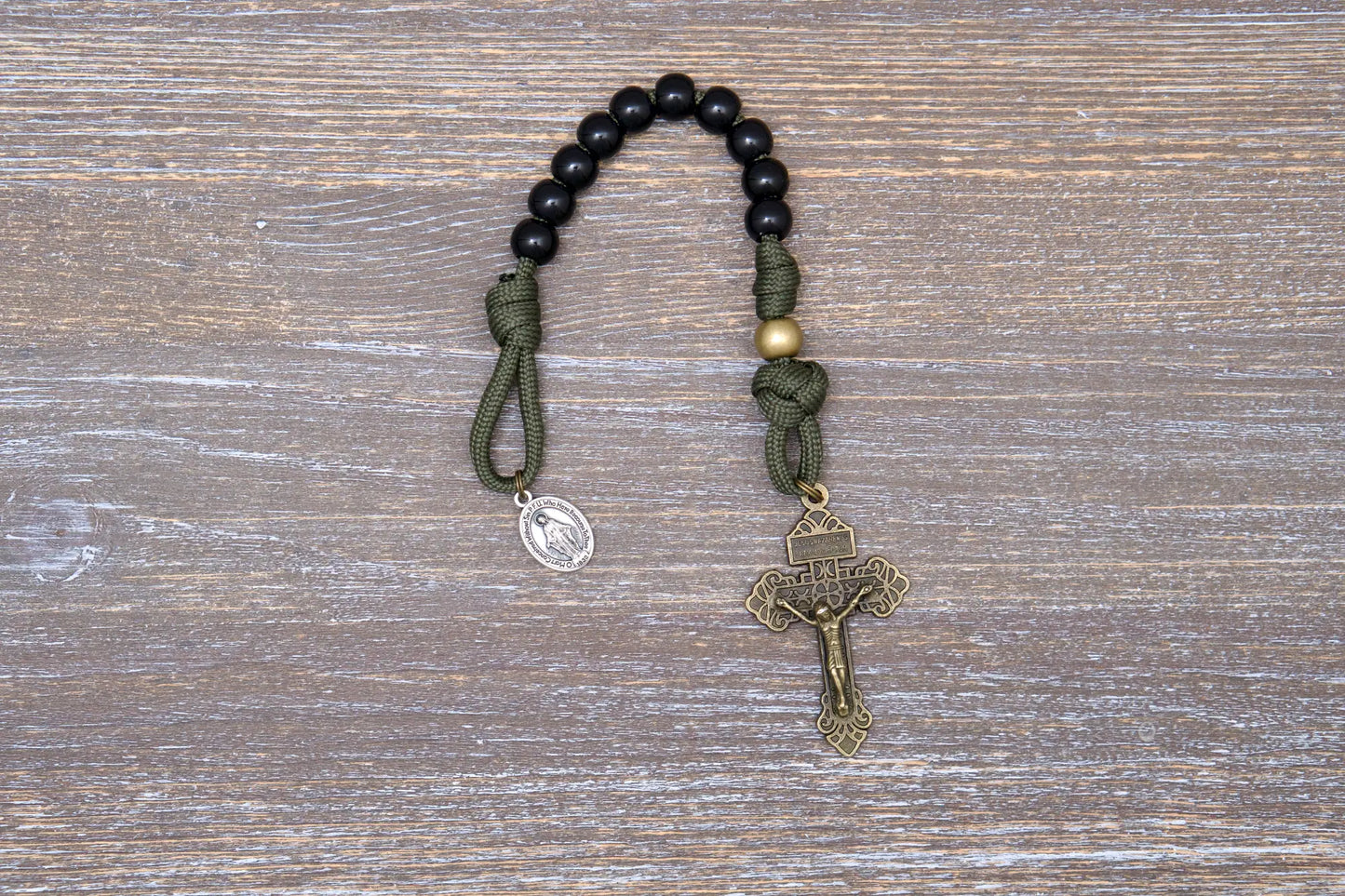 Army Green and Black - Kid's Paracord Rosary