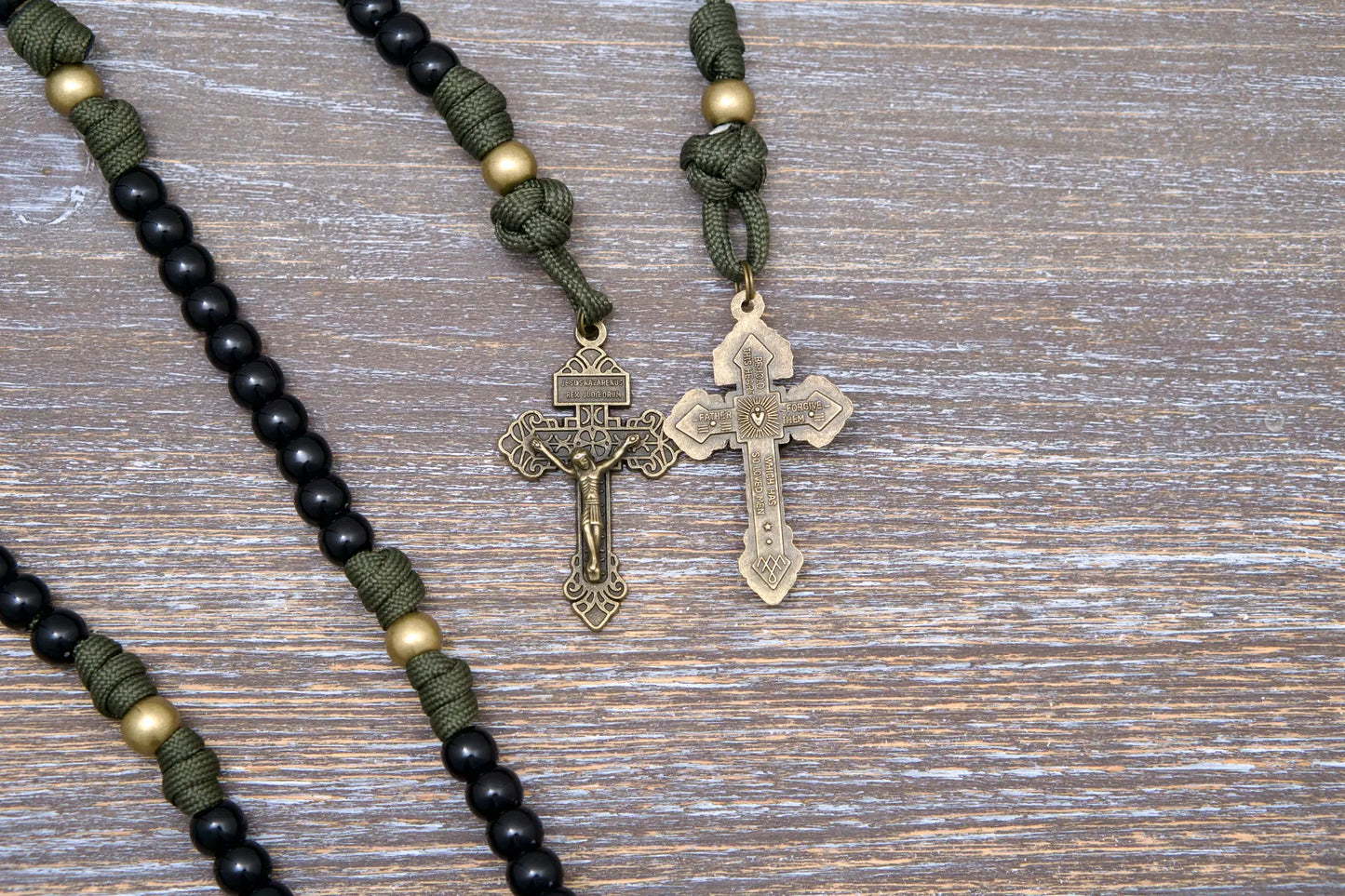 Army Green and Black - Kid's Paracord Rosary