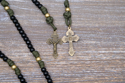 Army Green and Black - Kid's Paracord Rosary