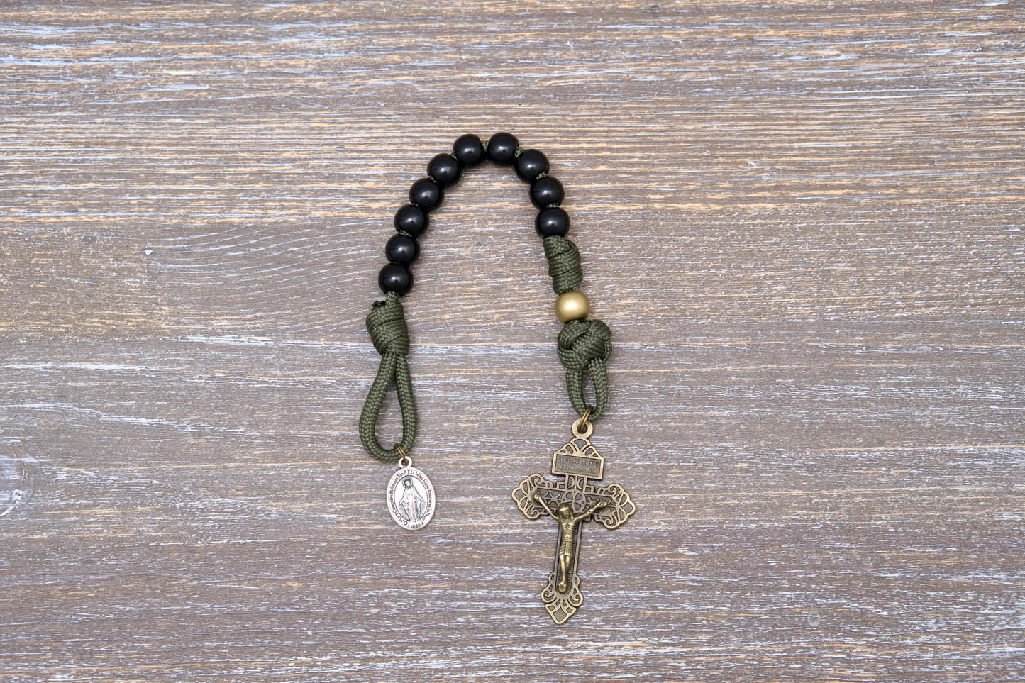 Army Green and Black - Kid's Paracord Rosary