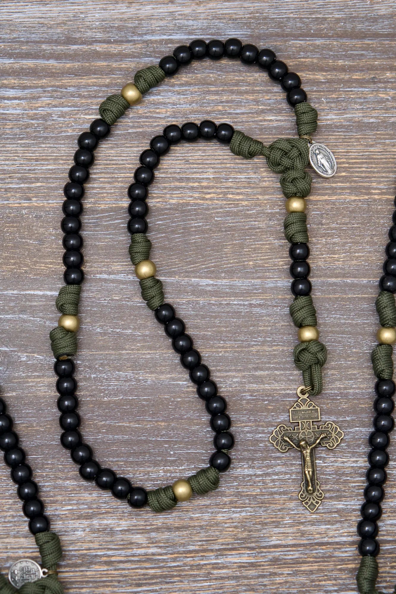 Army Green and Black - Kid's Paracord Rosary