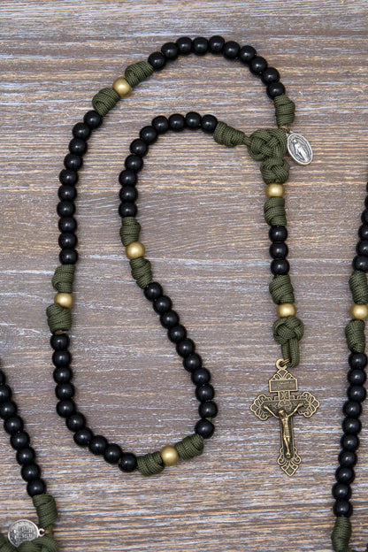 Army Green and Black - Kid's Paracord Rosary