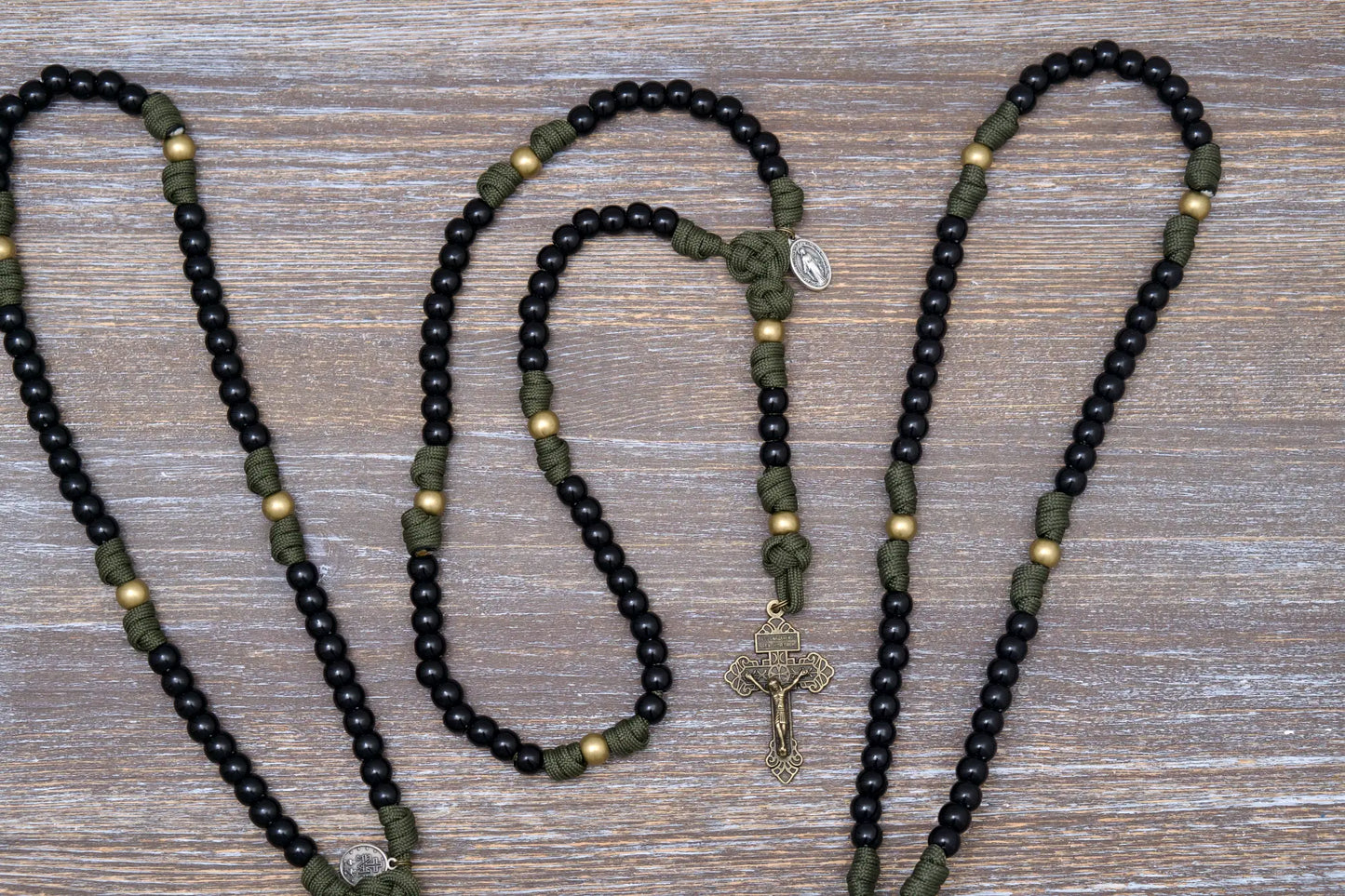 Army Green and Black - Kid's Paracord Rosary