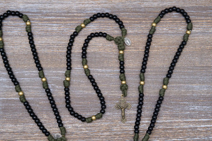 Army Green and Black - Kid's Paracord Rosary
