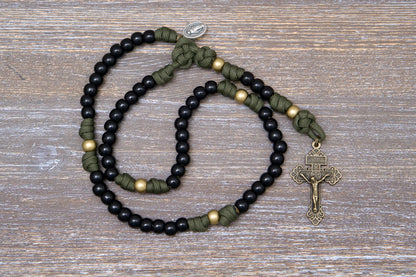 Army Green and Black - Kid's Paracord Rosary