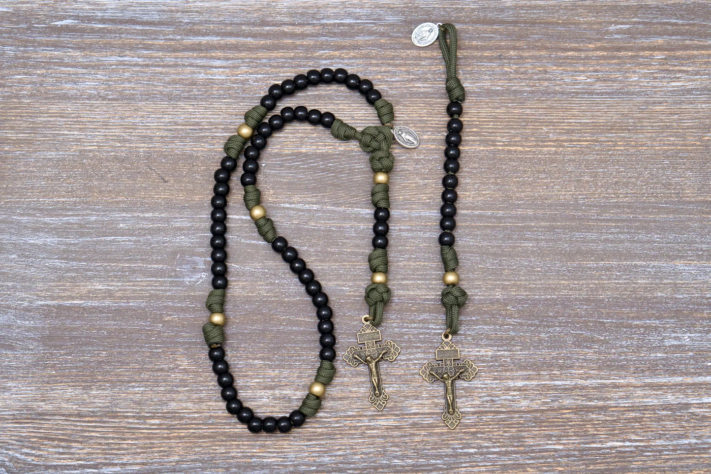 Army Green and Black - Kid's Paracord Rosary