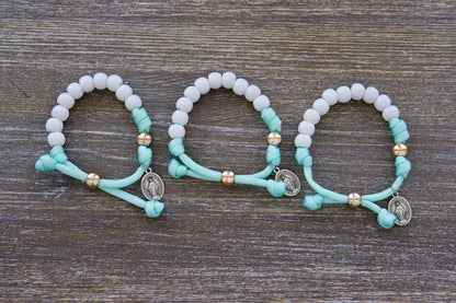 Children's Mint Green and White - Kid's Rosary Bracelet