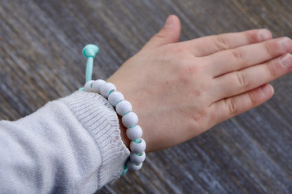 Children's Mint Green and White - Kid's Rosary Bracelet