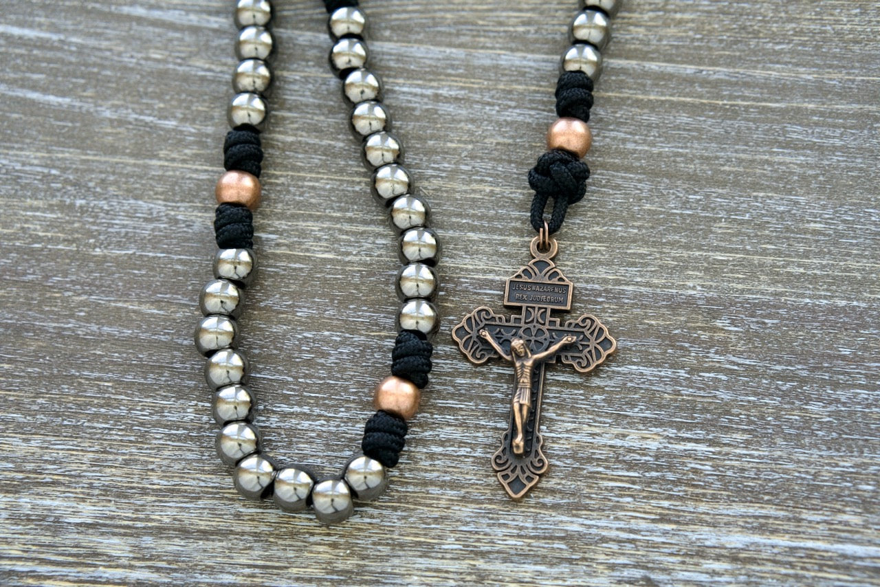 Unbreakable Paracord Rosary - Durable Catholic Gift for Men with St. Benedict Center Devotional Medal, 10mm Alloy Metal Beads, and Pardon Crucifix.