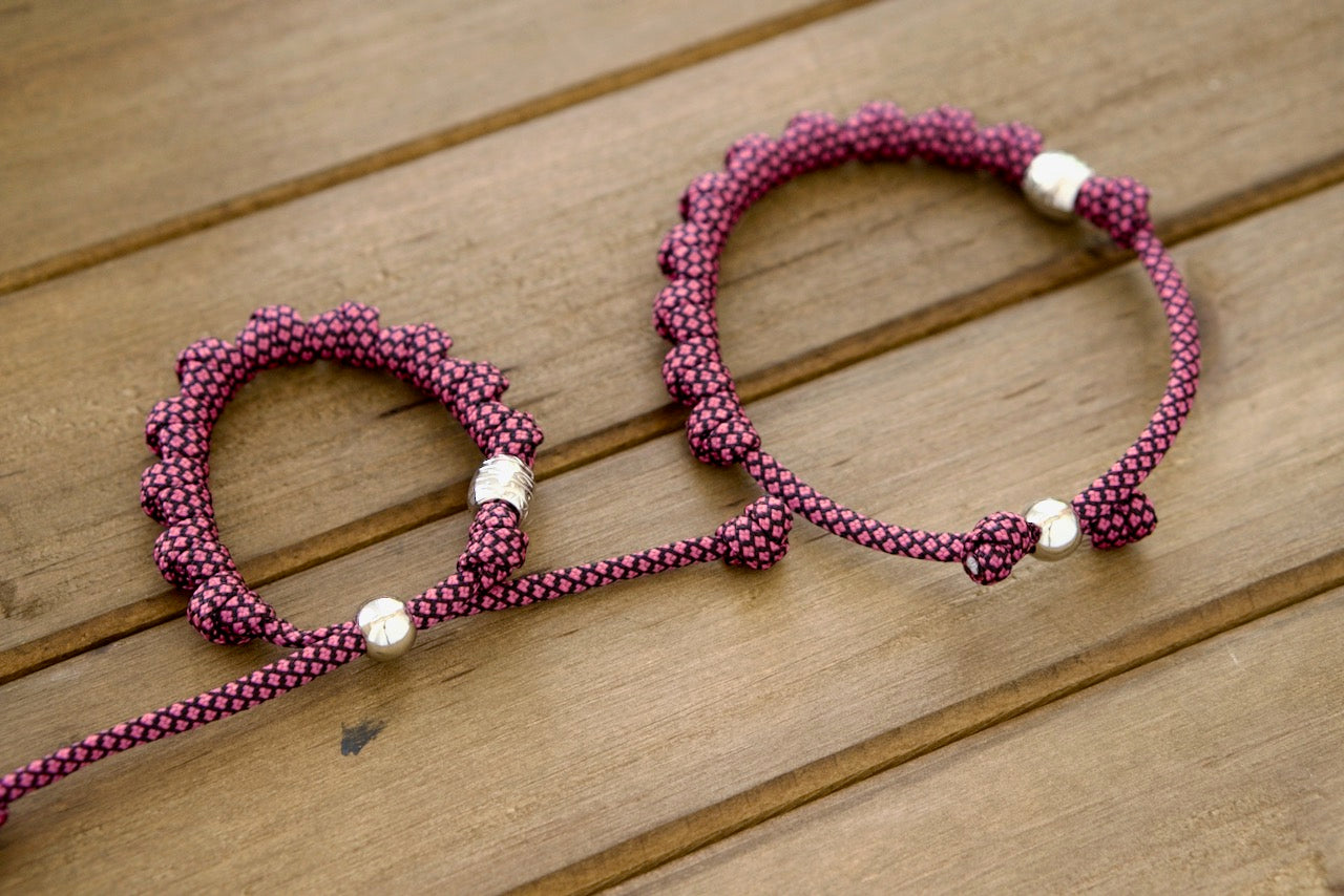 Handcrafted Pink and Silver Paracord Rosary Bracelet by Sanctus Servo - Durable Catholic Gift for Life's Battles