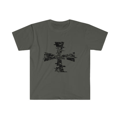 Charcoal colored Gildan T-Shirt with Distressed Digital Crusader Logo on it 