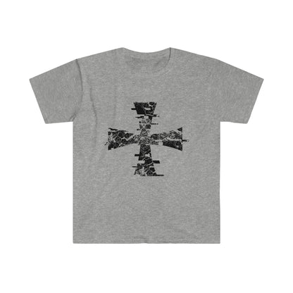 Heather Gray T-Shirt with a Distressed Sanctus Servo Digital Crusader Logo on it
