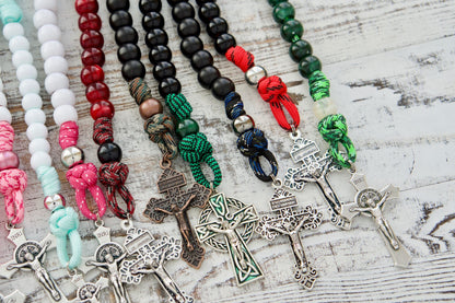 Customize your own 1 Decade Paracord Rosary - Create a unique, personalized Catholic gift tailored to your style and faith with Sanctus Servo's custom design service.