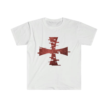 White Digital Crusader Shirt with Red Crusader Logo by Sanctus Servo