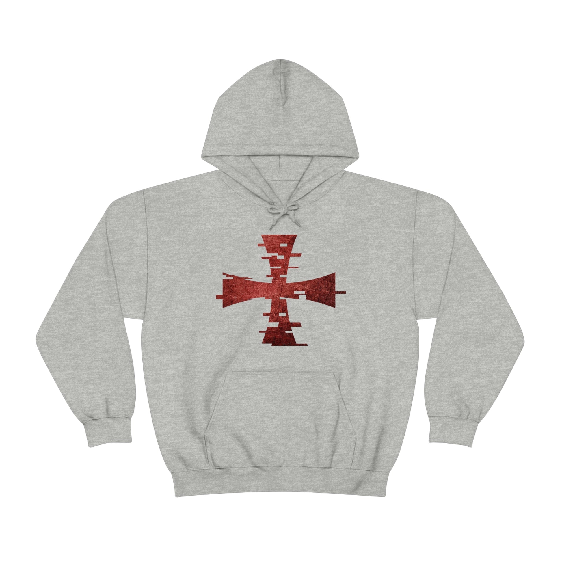 Gray Digital Crusader Hoodie with Dark Red Digital Crusader Sanctus Servo Logo