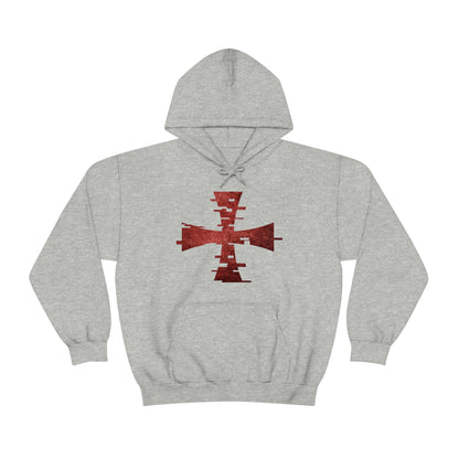 Gray Digital Crusader Hoodie with Dark Red Digital Crusader Sanctus Servo Logo