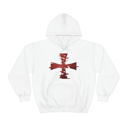 White Digital Crusader Hoodie by Sanctus Servo, Gildan Brand Hoodie