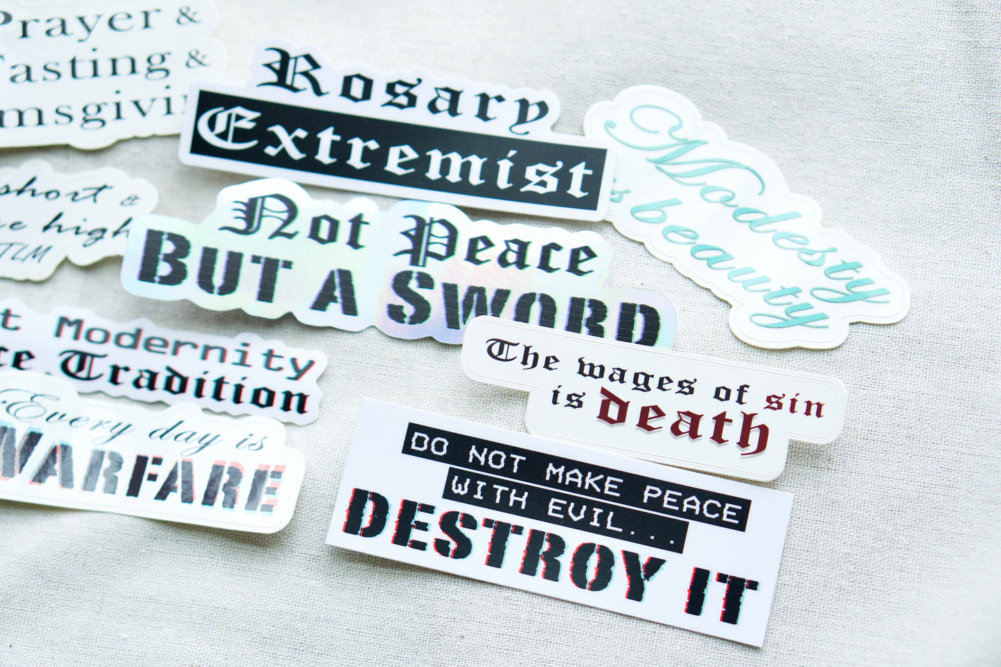 Spread the faith with our 9 pack Sticker Assortment - Vinyl Stickers, featuring powerful Catholic messages for evangelization on your laptop, water bottle, or notebook. Save 50% when you buy this set and share the love!