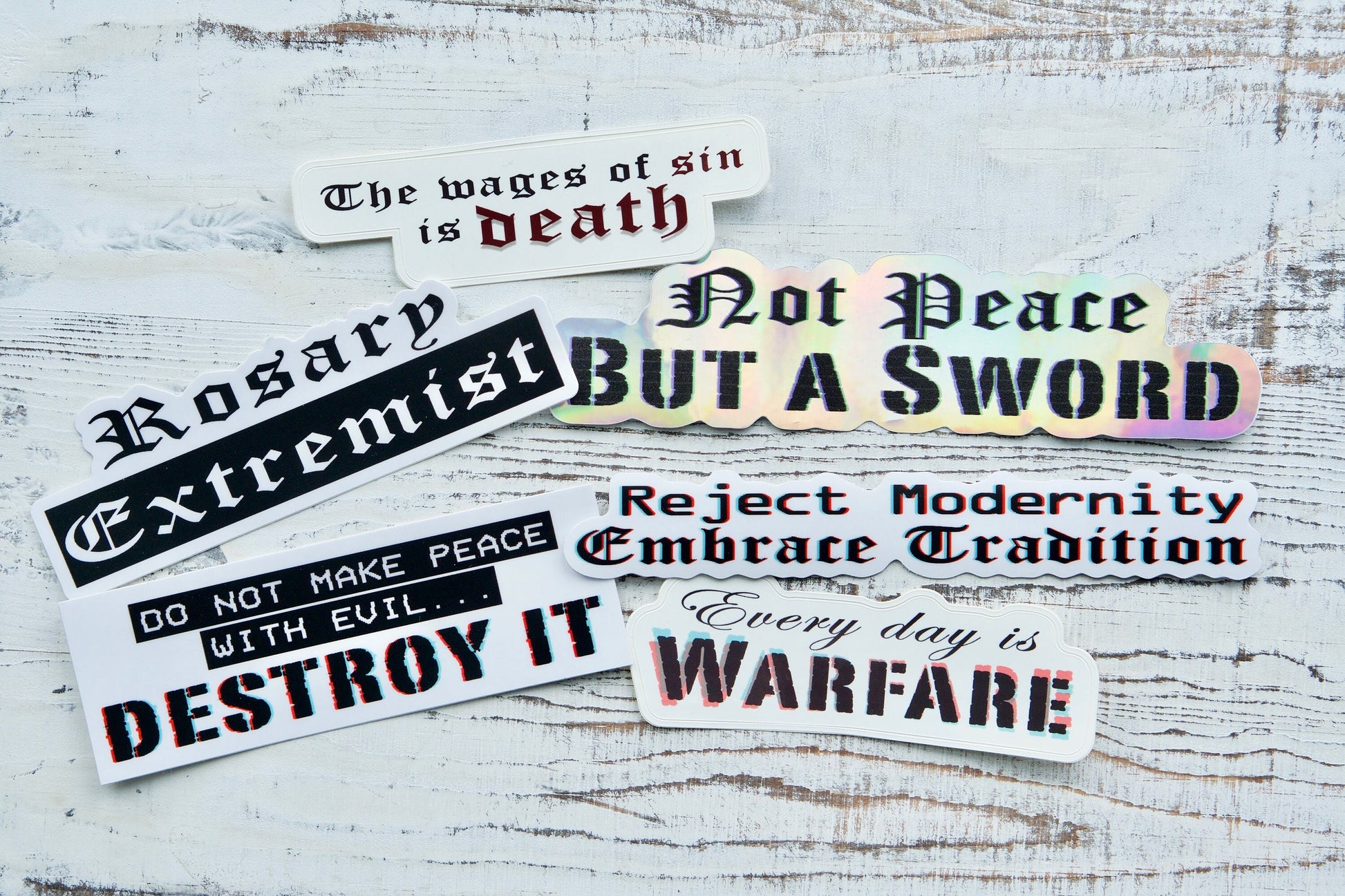 Unleash spiritual warfare with our 6-pack Warfare sticker assortment! Share Catholic faith messages on laptops, water bottles, notebooks, or anywhere you want to spread the word. Perfectly paired with a durable paracord rosary for ultimate Catholic gift sets.