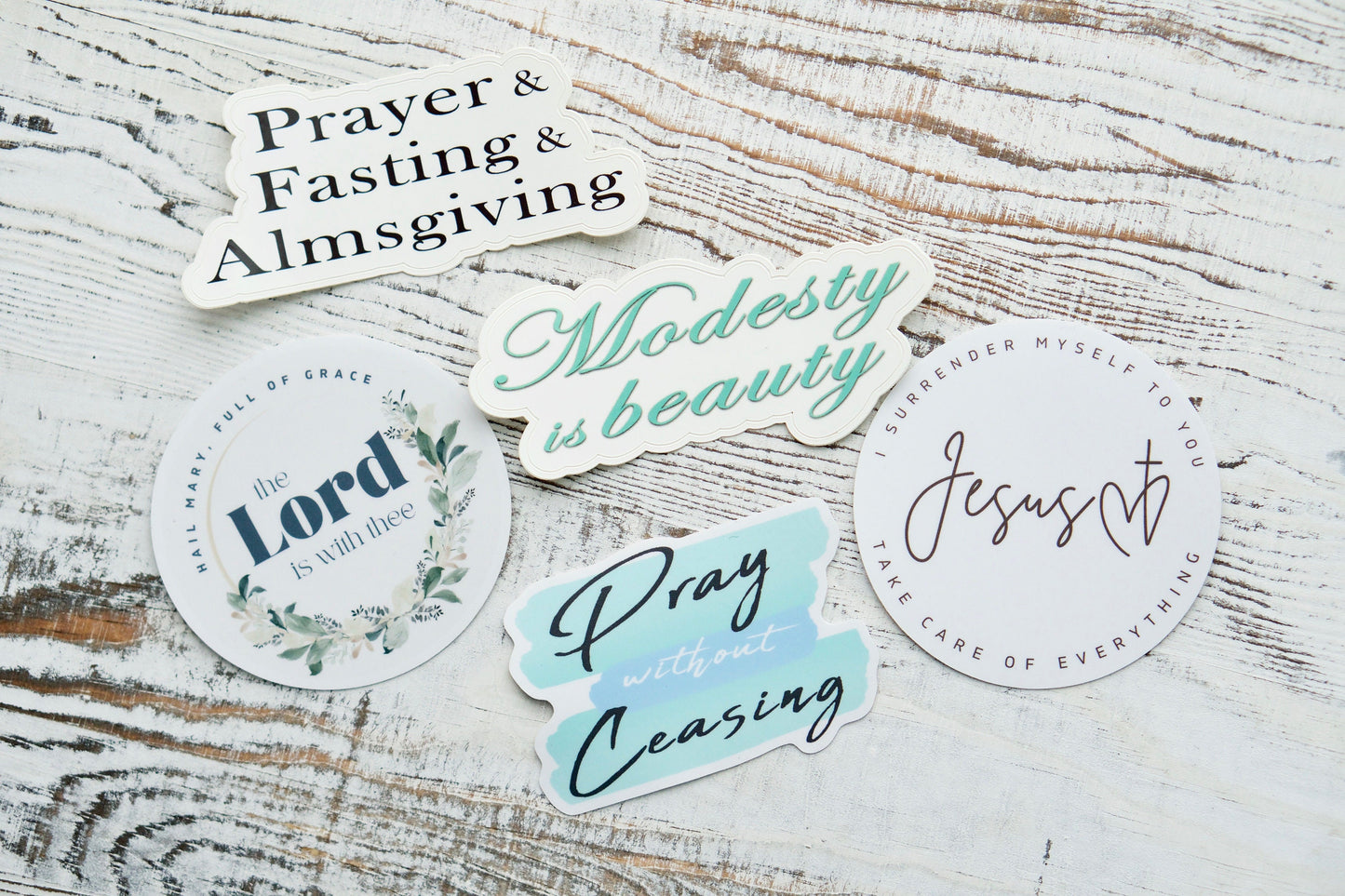 Unleash the Power of Faith with Our Sticker Assortment - 5 Pack - Spread the Message of God's Protection with Durable Vinyl Stickers for Your Gadgets and More. Perfect Catholic Gift Idea!