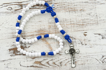 Durable 5 Decade Paracord Rosary with Our Lady of Miraculous Medal Design - Catholic Gifts for Battle-Ready Prayers.