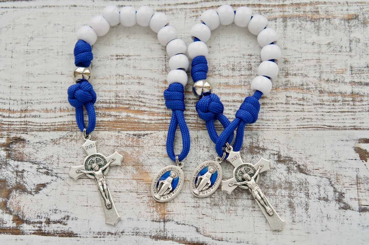 Our Lady of Miraculous Medal - 1 Decade Paracord Rosary, durable, premium, unbreakable Catholic gift for prayer and protection.