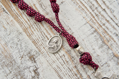 Unique St. Thérèse Paracord Chaplet with 24 Knots, Devotional Medal, and St. Benedict Crucifix - Perfect for Deepening Your Devotion