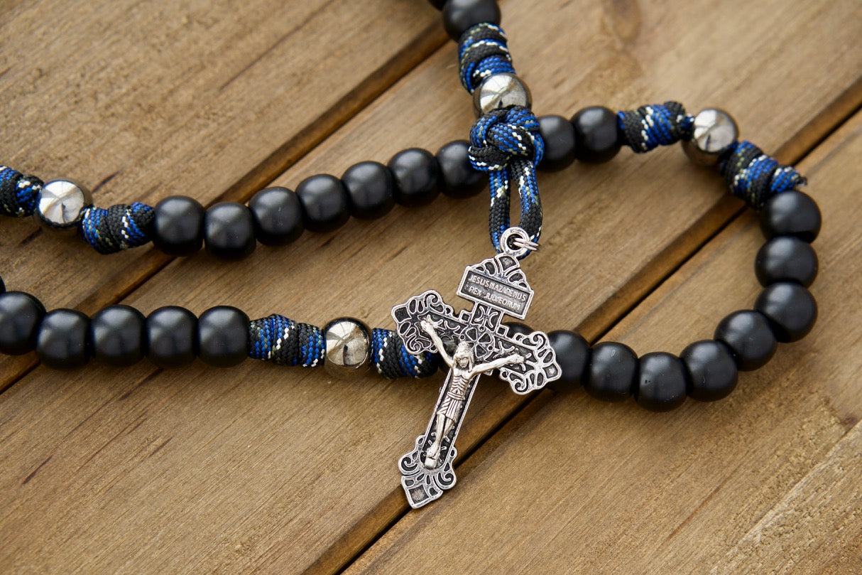 Thin Blue Line - 5 Decade Paracord Rosary – Sanctus Servo
